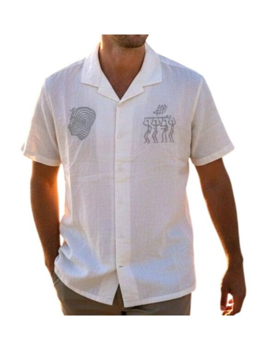 Billabong Casual Button Down Hemp Vacay Short Sleeve White Mens Large NWT